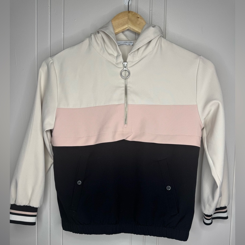 Zara Kids Tri-Color pink black cream Hoodie size 9